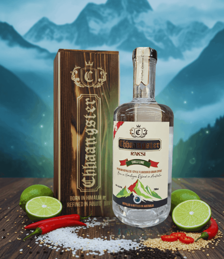 Raksi Lime chilli bottle and packaging